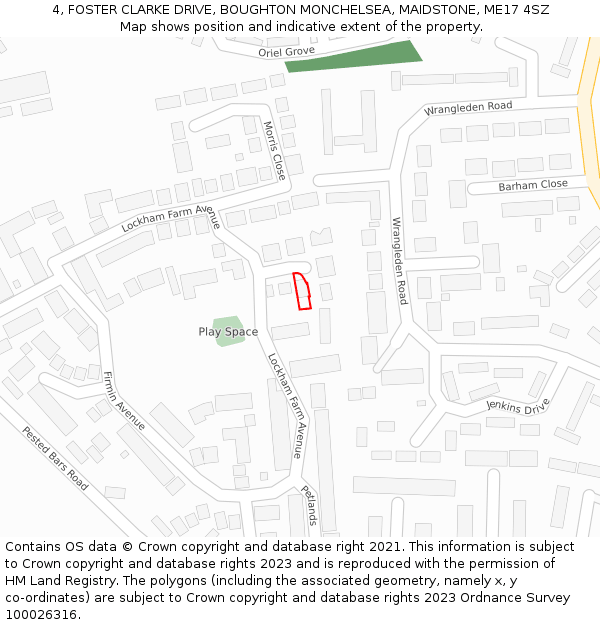 4, FOSTER CLARKE DRIVE, BOUGHTON MONCHELSEA, MAIDSTONE, ME17 4SZ: Location map and indicative extent of plot