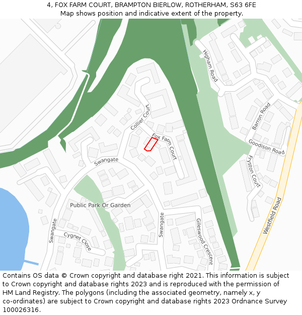 4, FOX FARM COURT, BRAMPTON BIERLOW, ROTHERHAM, S63 6FE: Location map and indicative extent of plot