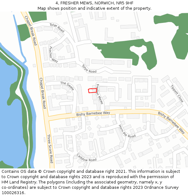 4, FRESHER MEWS, NORWICH, NR5 9HF: Location map and indicative extent of plot
