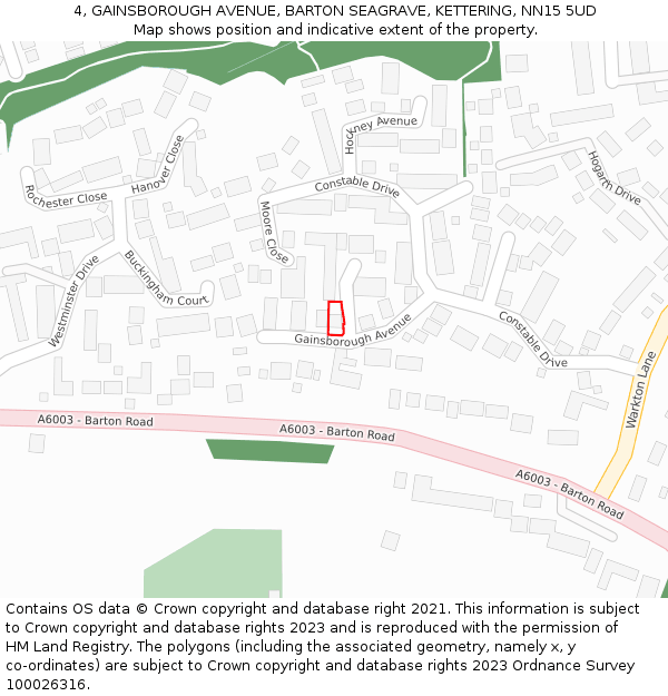 4, GAINSBOROUGH AVENUE, BARTON SEAGRAVE, KETTERING, NN15 5UD: Location map and indicative extent of plot