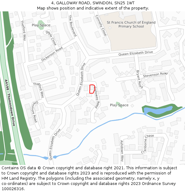4, GALLOWAY ROAD, SWINDON, SN25 1WT: Location map and indicative extent of plot