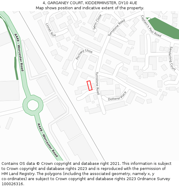 4, GARGANEY COURT, KIDDERMINSTER, DY10 4UE: Location map and indicative extent of plot