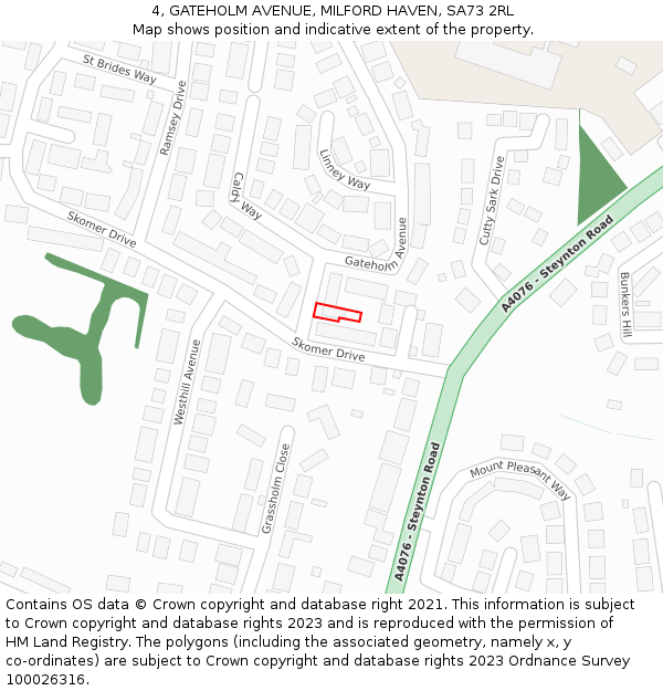 4, GATEHOLM AVENUE, MILFORD HAVEN, SA73 2RL: Location map and indicative extent of plot