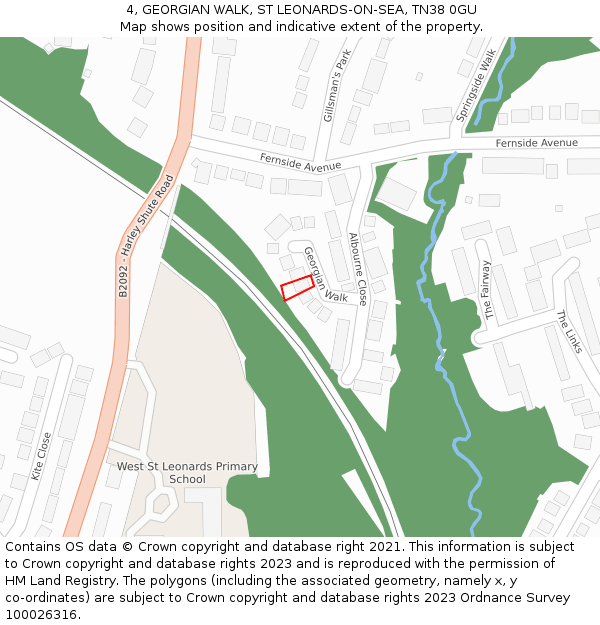 4, GEORGIAN WALK, ST LEONARDS-ON-SEA, TN38 0GU: Location map and indicative extent of plot