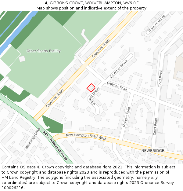 4, GIBBONS GROVE, WOLVERHAMPTON, WV6 0JF: Location map and indicative extent of plot