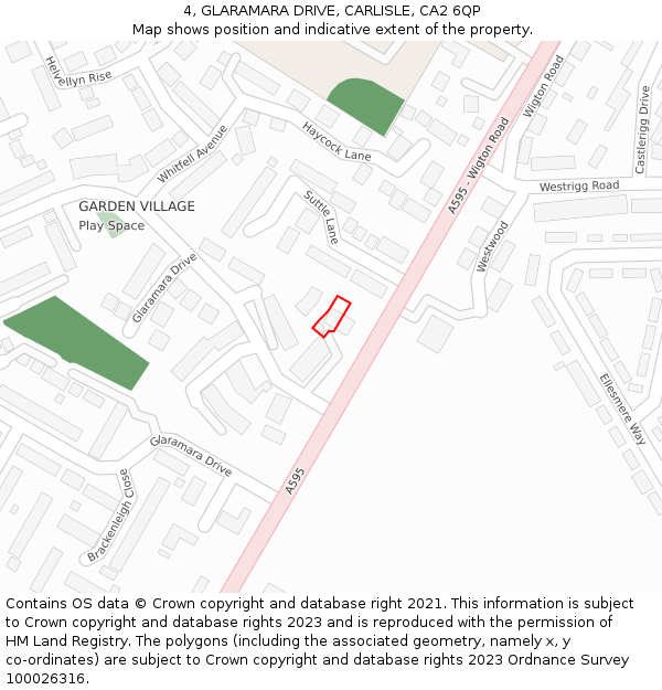 4, GLARAMARA DRIVE, CARLISLE, CA2 6QP: Location map and indicative extent of plot