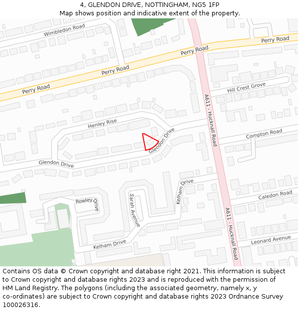 4, GLENDON DRIVE, NOTTINGHAM, NG5 1FP: Location map and indicative extent of plot