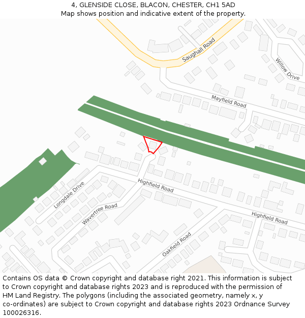 4, GLENSIDE CLOSE, BLACON, CHESTER, CH1 5AD: Location map and indicative extent of plot