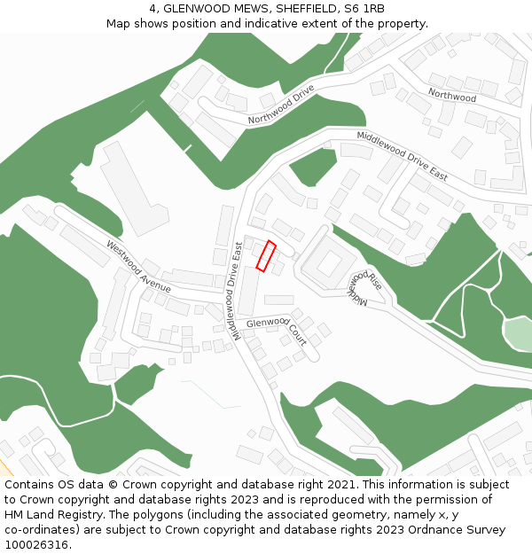 4, GLENWOOD MEWS, SHEFFIELD, S6 1RB: Location map and indicative extent of plot