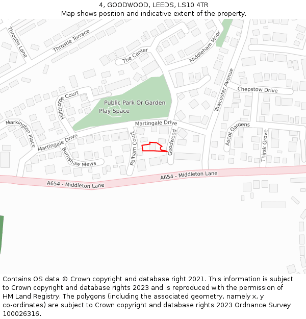 4, GOODWOOD, LEEDS, LS10 4TR: Location map and indicative extent of plot