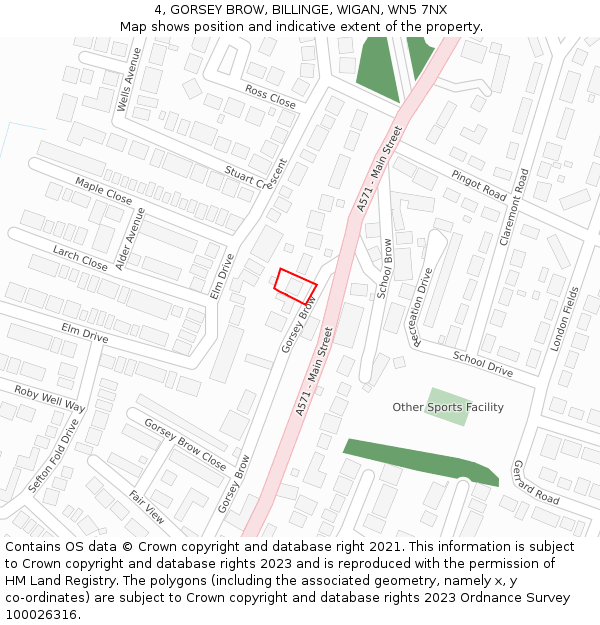 4, GORSEY BROW, BILLINGE, WIGAN, WN5 7NX: Location map and indicative extent of plot