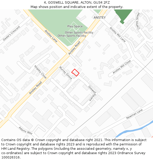 4, GOSWELL SQUARE, ALTON, GU34 2FZ: Location map and indicative extent of plot