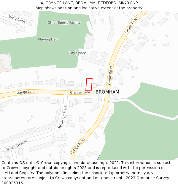 4, GRANGE LANE, BROMHAM, BEDFORD, MK43 8NP: Location map and indicative extent of plot