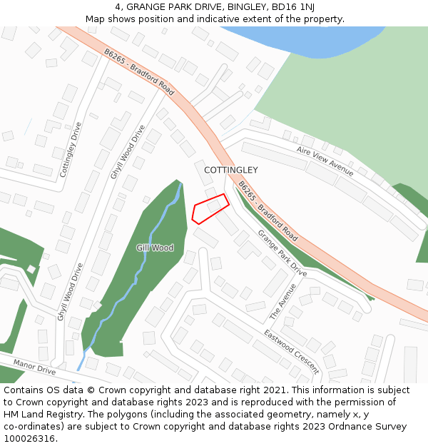 4, GRANGE PARK DRIVE, BINGLEY, BD16 1NJ: Location map and indicative extent of plot