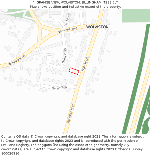 4, GRANGE VIEW, WOLVISTON, BILLINGHAM, TS22 5LT: Location map and indicative extent of plot
