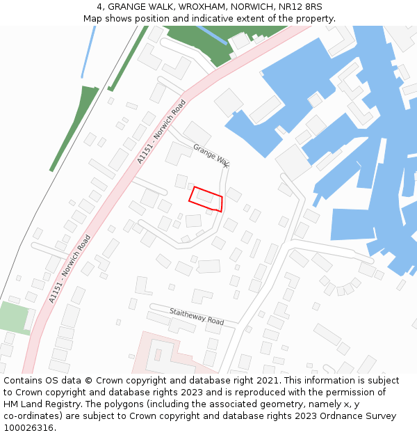 4, GRANGE WALK, WROXHAM, NORWICH, NR12 8RS: Location map and indicative extent of plot