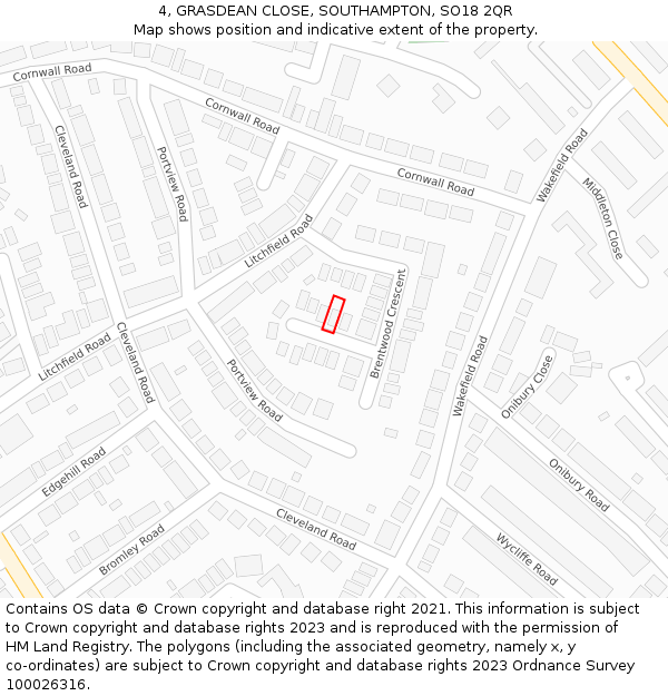 4, GRASDEAN CLOSE, SOUTHAMPTON, SO18 2QR: Location map and indicative extent of plot