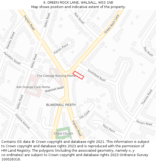 4, GREEN ROCK LANE, WALSALL, WS3 1NE: Location map and indicative extent of plot