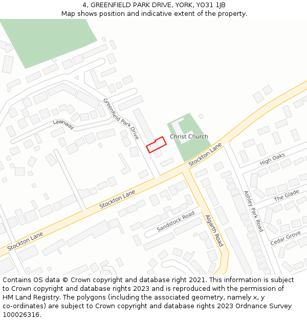 4, GREENFIELD PARK DRIVE, YORK, YO31 1JB: Location map and indicative extent of plot