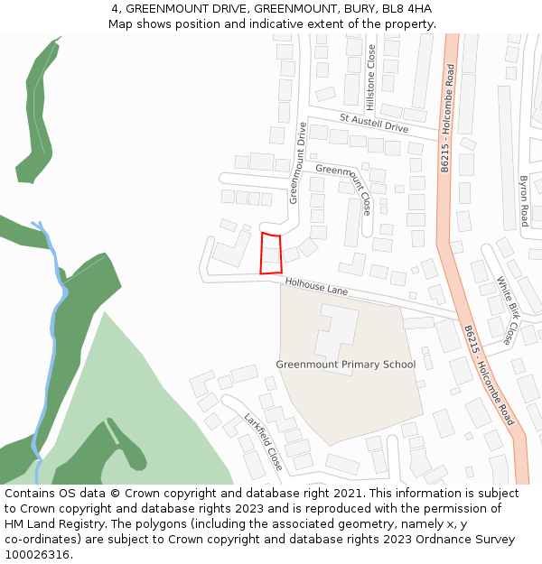 4, GREENMOUNT DRIVE, GREENMOUNT, BURY, BL8 4HA: Location map and indicative extent of plot