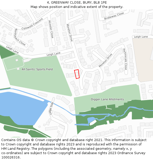 4, GREENWAY CLOSE, BURY, BL8 1PE: Location map and indicative extent of plot