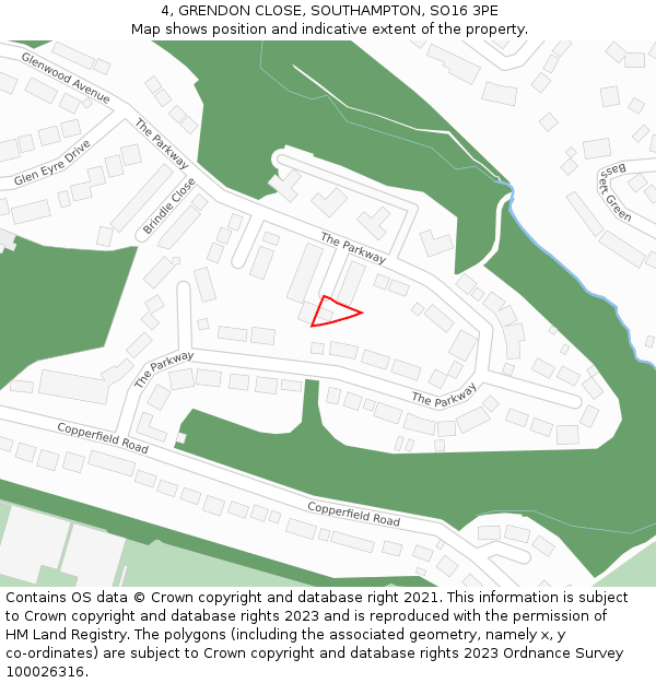 4, GRENDON CLOSE, SOUTHAMPTON, SO16 3PE: Location map and indicative extent of plot