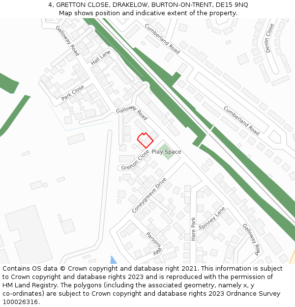 4, GRETTON CLOSE, DRAKELOW, BURTON-ON-TRENT, DE15 9NQ: Location map and indicative extent of plot