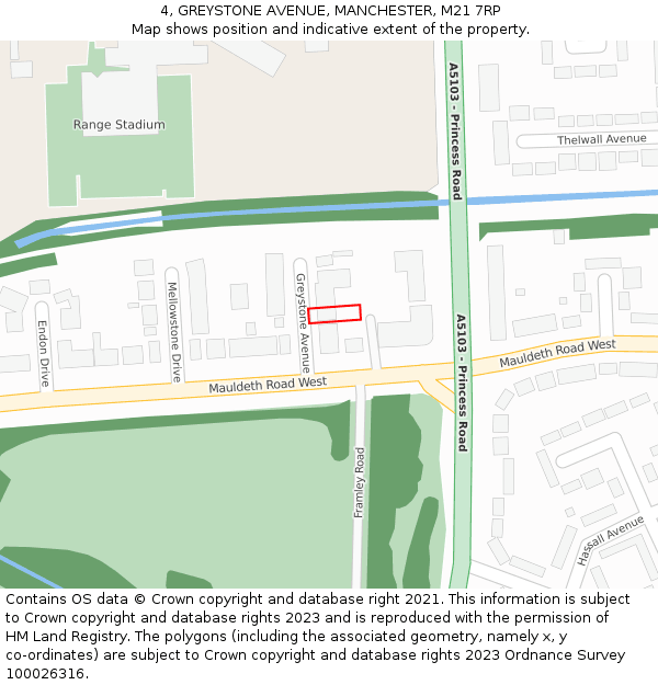 4, GREYSTONE AVENUE, MANCHESTER, M21 7RP: Location map and indicative extent of plot