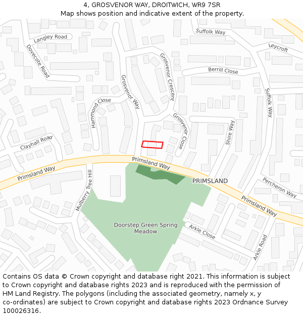 4, GROSVENOR WAY, DROITWICH, WR9 7SR: Location map and indicative extent of plot