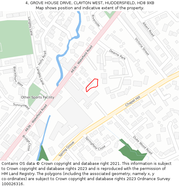 4, GROVE HOUSE DRIVE, CLAYTON WEST, HUDDERSFIELD, HD8 9XB: Location map and indicative extent of plot