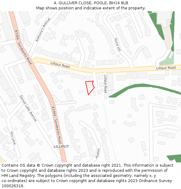 4, GULLIVER CLOSE, POOLE, BH14 8LB: Location map and indicative extent of plot