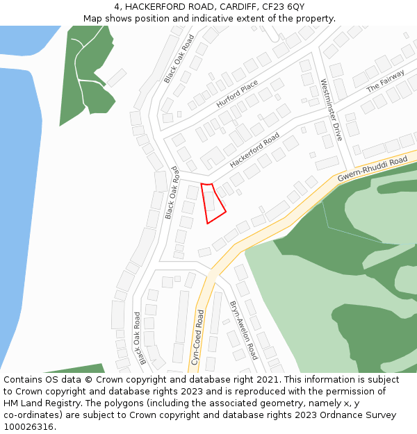 4, HACKERFORD ROAD, CARDIFF, CF23 6QY: Location map and indicative extent of plot