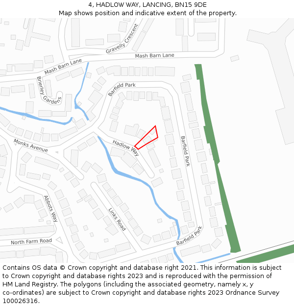 4, HADLOW WAY, LANCING, BN15 9DE: Location map and indicative extent of plot