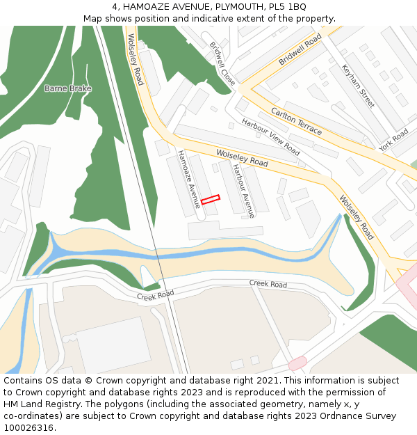 4, HAMOAZE AVENUE, PLYMOUTH, PL5 1BQ: Location map and indicative extent of plot