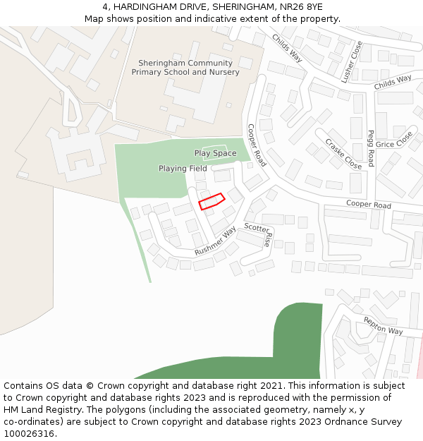 4, HARDINGHAM DRIVE, SHERINGHAM, NR26 8YE: Location map and indicative extent of plot