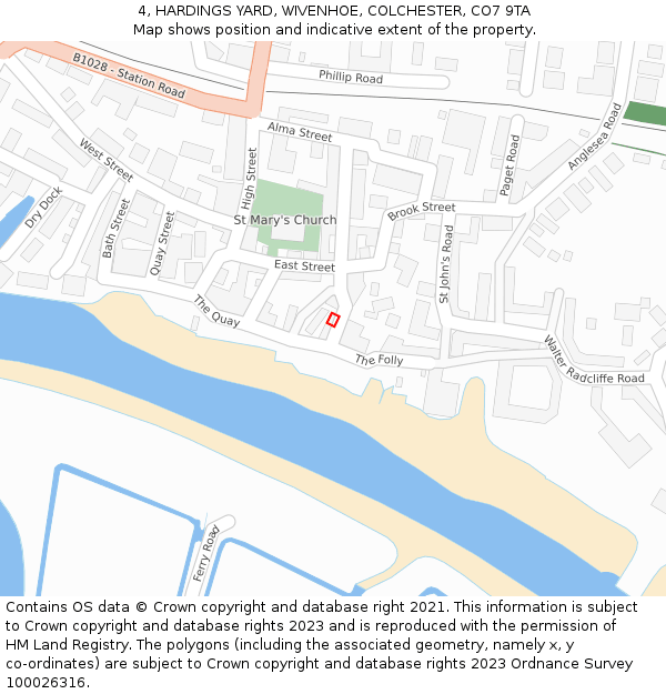 4, HARDINGS YARD, WIVENHOE, COLCHESTER, CO7 9TA: Location map and indicative extent of plot