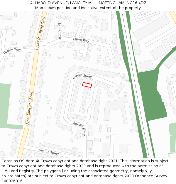 4, HAROLD AVENUE, LANGLEY MILL, NOTTINGHAM, NG16 4DZ: Location map and indicative extent of plot