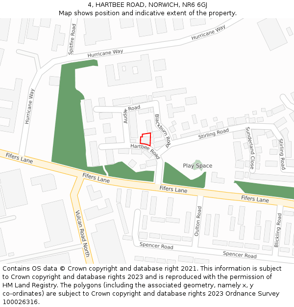 4, HARTBEE ROAD, NORWICH, NR6 6GJ: Location map and indicative extent of plot