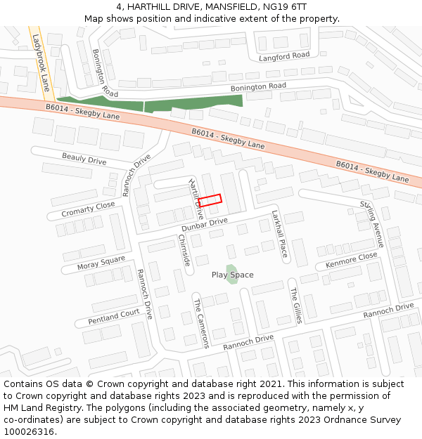 4, HARTHILL DRIVE, MANSFIELD, NG19 6TT: Location map and indicative extent of plot