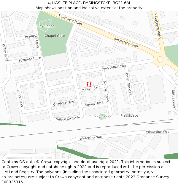 4, HASLER PLACE, BASINGSTOKE, RG21 6AL: Location map and indicative extent of plot