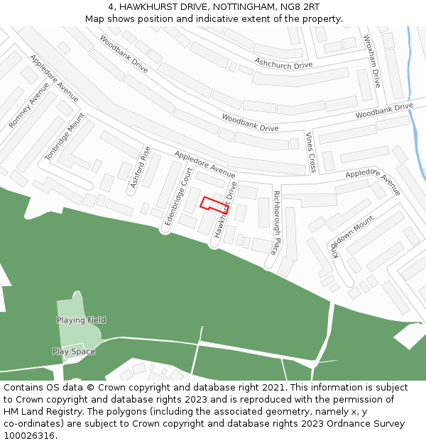 4, HAWKHURST DRIVE, NOTTINGHAM, NG8 2RT: Location map and indicative extent of plot