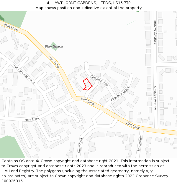 4, HAWTHORNE GARDENS, LEEDS, LS16 7TP: Location map and indicative extent of plot