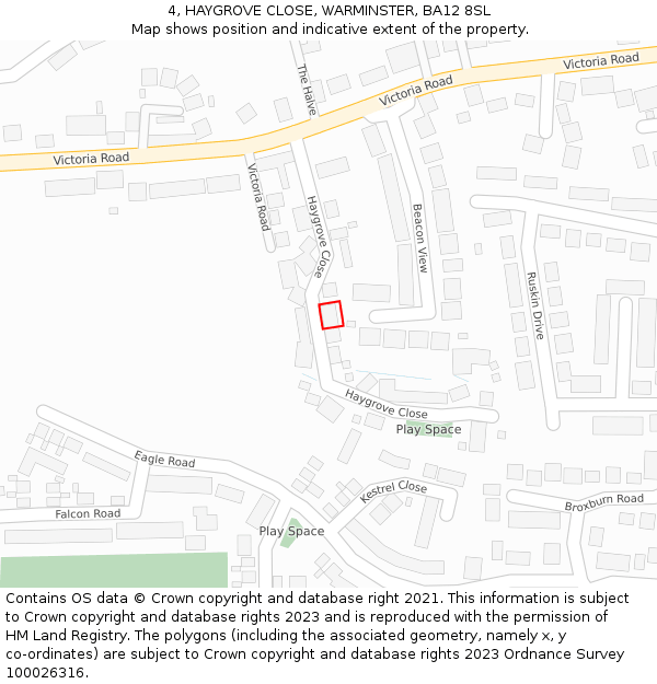 4, HAYGROVE CLOSE, WARMINSTER, BA12 8SL: Location map and indicative extent of plot