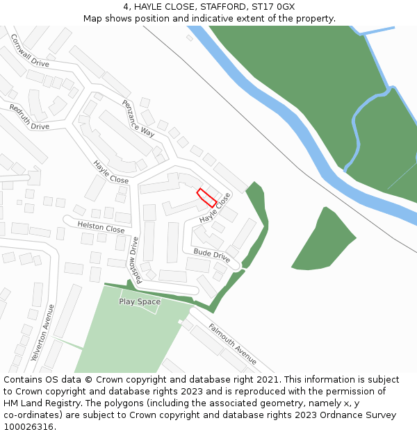 4, HAYLE CLOSE, STAFFORD, ST17 0GX: Location map and indicative extent of plot