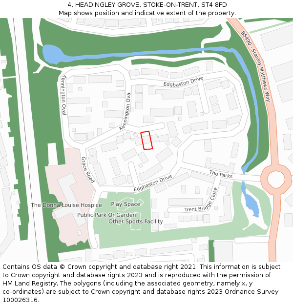 4, HEADINGLEY GROVE, STOKE-ON-TRENT, ST4 8FD: Location map and indicative extent of plot