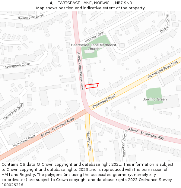 4, HEARTSEASE LANE, NORWICH, NR7 9NR: Location map and indicative extent of plot