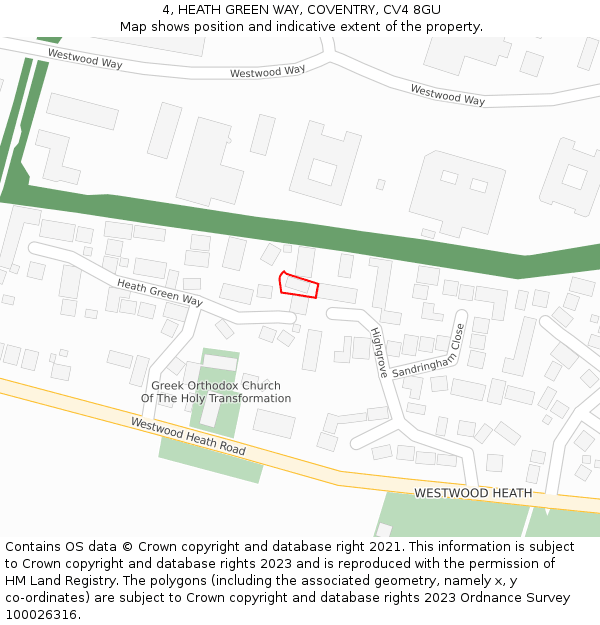 4, HEATH GREEN WAY, COVENTRY, CV4 8GU: Location map and indicative extent of plot