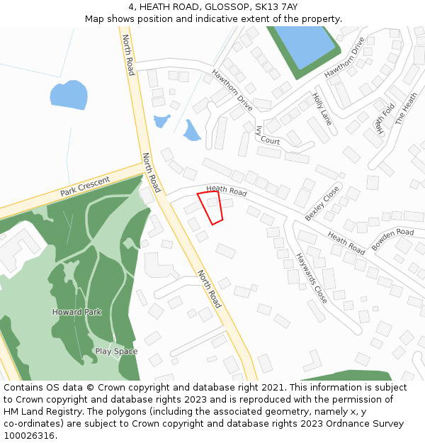4, HEATH ROAD, GLOSSOP, SK13 7AY: Location map and indicative extent of plot