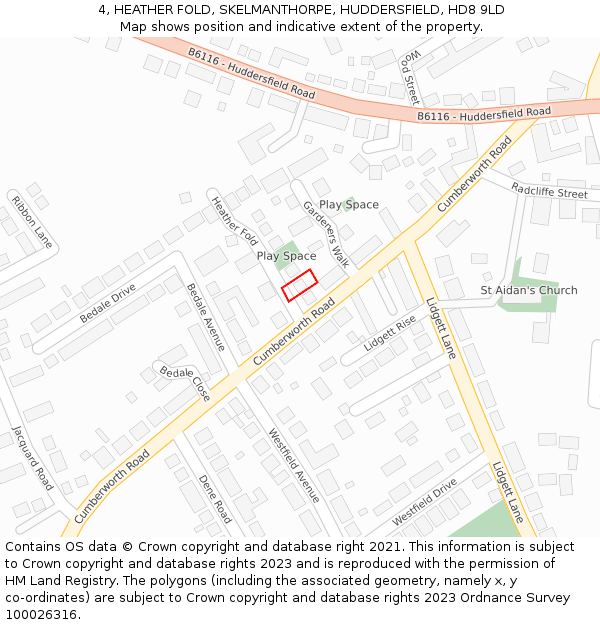 4, HEATHER FOLD, SKELMANTHORPE, HUDDERSFIELD, HD8 9LD: Location map and indicative extent of plot