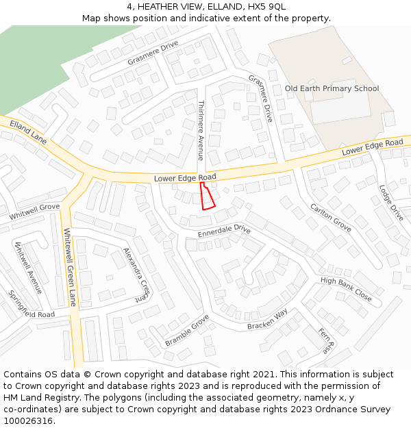 4, HEATHER VIEW, ELLAND, HX5 9QL: Location map and indicative extent of plot